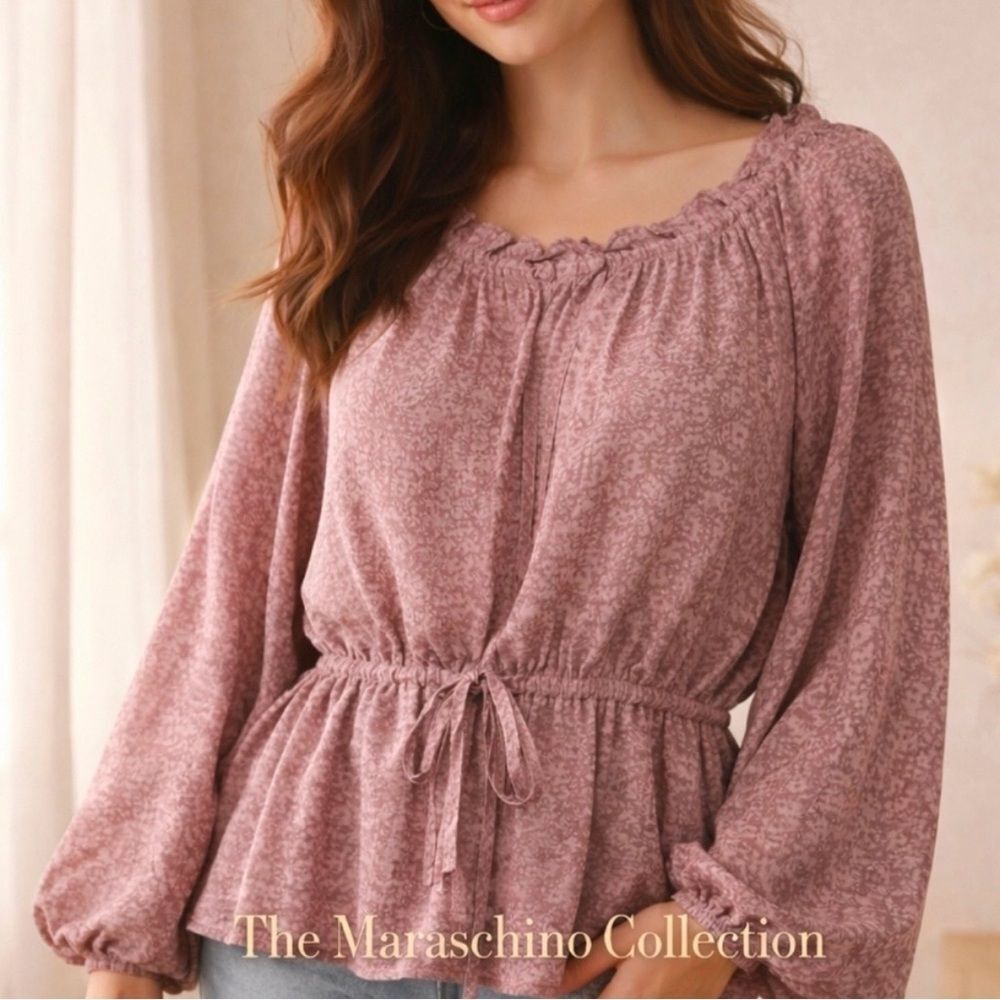 Universal Thread Mauve Long Sleeve Peasant Blouse  sz LG